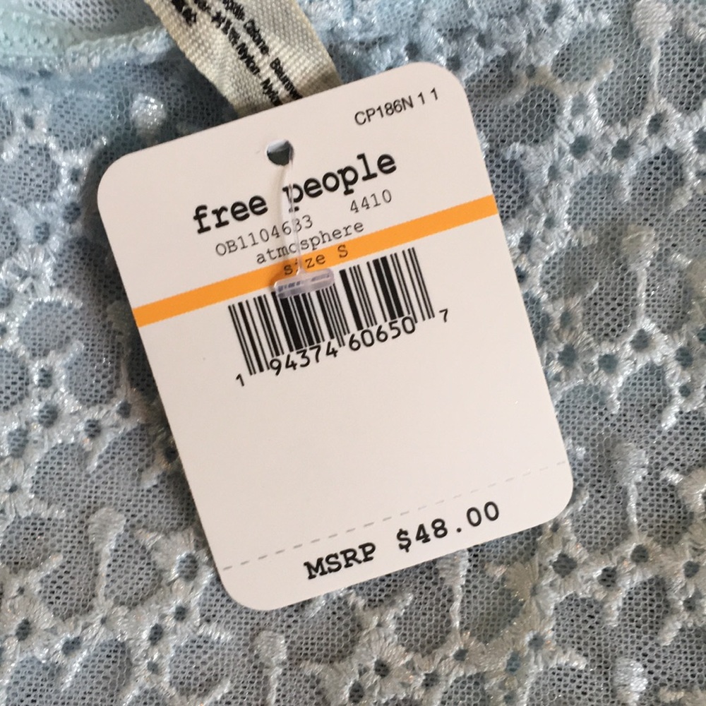 NWT Intimately Free People Lele Longline Embroidered Mesh Bra in Atmosphere Blue - Picture 5 of 9